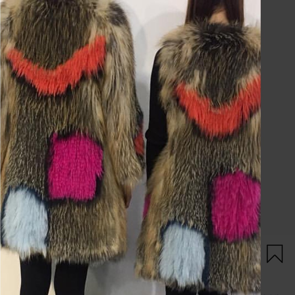 Multicolor real fox Fur Women's Coat - Picture 3 of 10